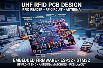 design uhf rfid pcb, rfid reader, antenna, rf circuit and embedded firmware
