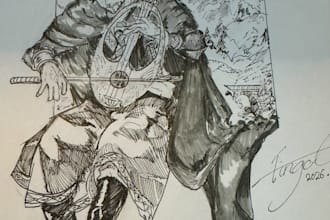 draw dark fantasy and medieval line art illustrations