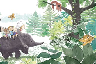 illustrate colorful jungle animal stories for children