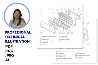 do technical line drawing of any product