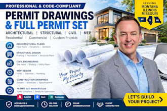 structural engineer full permit set civil engineer mep montana, il, mo permit