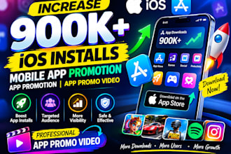 increase 900k ios install, mobile app pr0motion, app promotion, app promo video