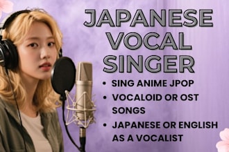 sing anime jpop vocaloid or ost songs in japanese or english as a vocalist