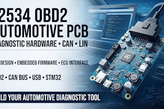 design j2534 obd2 automotive pcb, diagnostic hardware and firmware