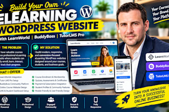 build elearning wordpress website with learnworld, buddyboss, tutorlms pro