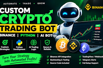 build a custom trading bot, binance trading bot, python bot, and ai bot
