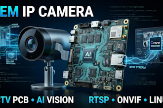 develop oem IP camera, cctv pcb, firmware, ai vision and rtsp onvif