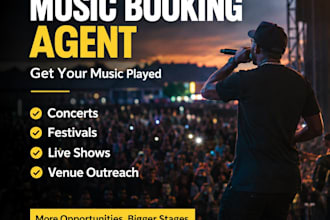 be your music booking agent for concerts, festivals and paid live shows
