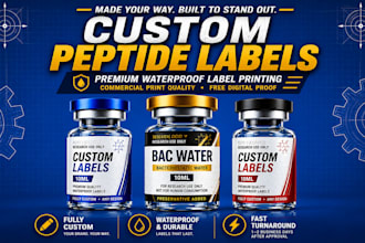 design professional peptide vial labels and packaging with realistic 3d mockup