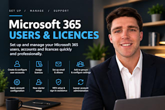 set up and manage microsoft 365 users, accounts and licences