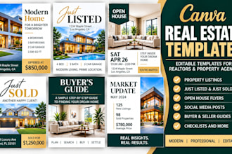design canva real estate templates, realtor social media, real estate brochure