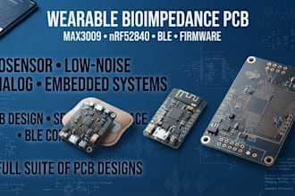 design wearable bioimpedance pcb, max3009, nrf52840, ble and firmware