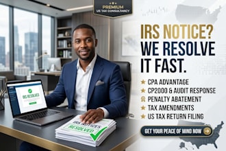 handle US tax return filing, irs notice response, and tax resolution