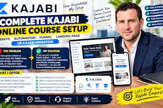 setup complete kajabi online course content with kajabi website, automation