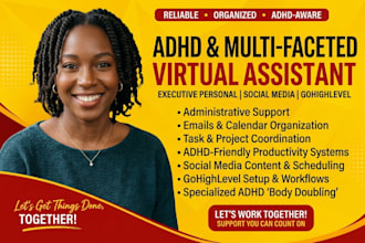 executive personal adhd virtual assistant social media manager VA gohighlevel VA