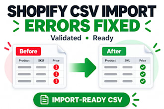 fix shopify CSV import errors, variants and supplier files