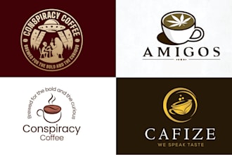 design premium coffee shop, wine, beer and food logo