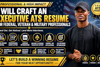 write 24hrs ats resume for executive, coo, veteran, or federal usajobs CV