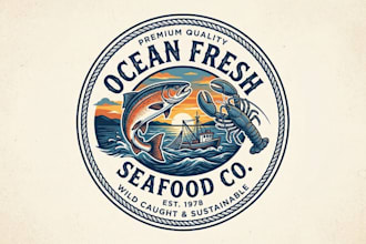 make awesome and gorgeous seafood logo design