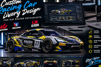 design a custom racing car livery for assetto corsa, iracing and lmu