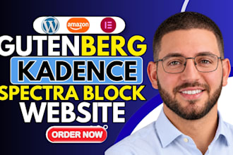 build and design wordpress website in kadence blocks with gutenberg or spectra