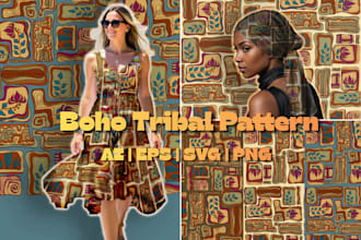 design seamless boho tribal patterns and african ethnic prints for apparel