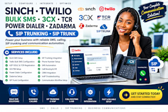 sinch twilio bulk SMS 3cx  tcr power dialer zadarma sip trunking sip trunk