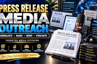 do press release media outreach to journalists, radio, news media and podcasts