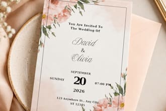 design a beautiful and elegant wedding invitation