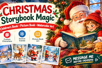 create christmas children book illustration and picture book art