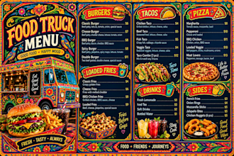 design a creative food truck menu and price list