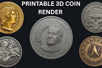 sculpt 3d coin model bas relief, medallion, stl for cnc and 3d printing