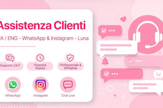 assistenza clienti in italiano e inglese per whatsapp e ig e grafiche canva