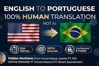 translate portuguese to english native human 24h