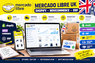 setup UK mercado libre store integrate woocommerce shopify erp ads envios pago