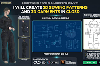 create 2d sewing patterns and 3d garments in clo3d