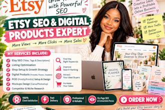 etsy store setup, etsy digital product design, digital product, etsy SEO listing