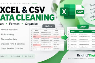 clean, format and organise your excel or CSV data