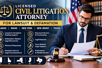 licensed illinois florida ny nj civil litigation for lawsuit lawyer defamation