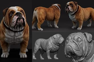 create custom 3d dog model animal model replica from photos for stl 3d priniting