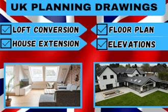 create UK planning applications drawings for house extension and loft conversion