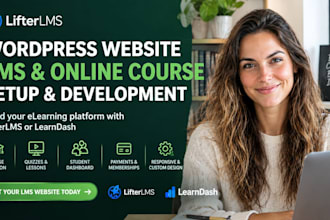 lifterlms wordpress website, online course setup, elearning website development