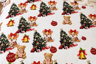 design cute christmas corgi seamless fabric pattern