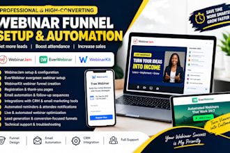 setup webinarjam, everwebinar and webinarkit webinar funnel