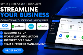 setup connecteam quickbooks xero wrike workflow automation