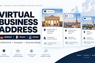 provide a professional virtual business address in germany, france and estonia