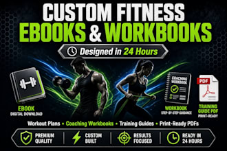 design coaching workbook, training guide pdf and  fitness workout ebook in 24hrs