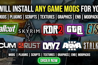 install fallout, skyrim, rdr2, gta, ets2, scum, rust, dayz, arma3, stalker mod