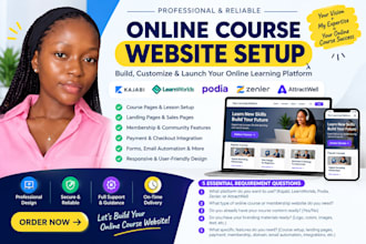 setup online course website using learnworlds, podia, zenler attractwell, kajabi
