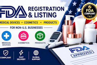 handle fda medical device, cosmetics and product listing for non US
